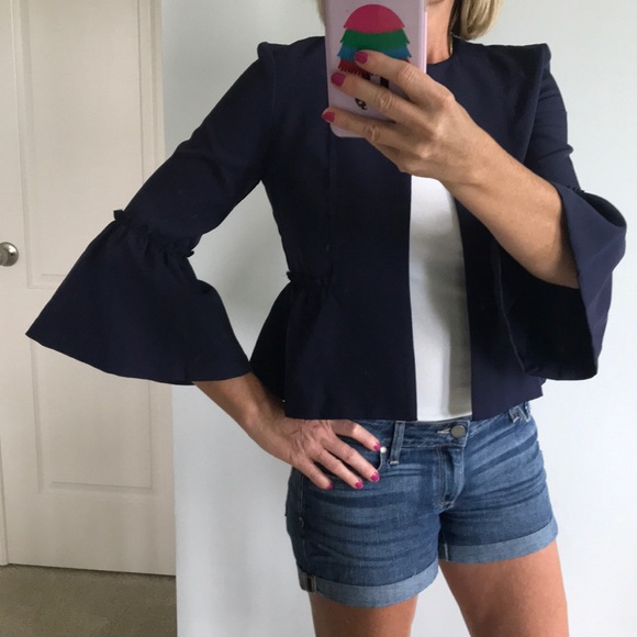 Blue Open Front Blazer - Picture 4 of 7